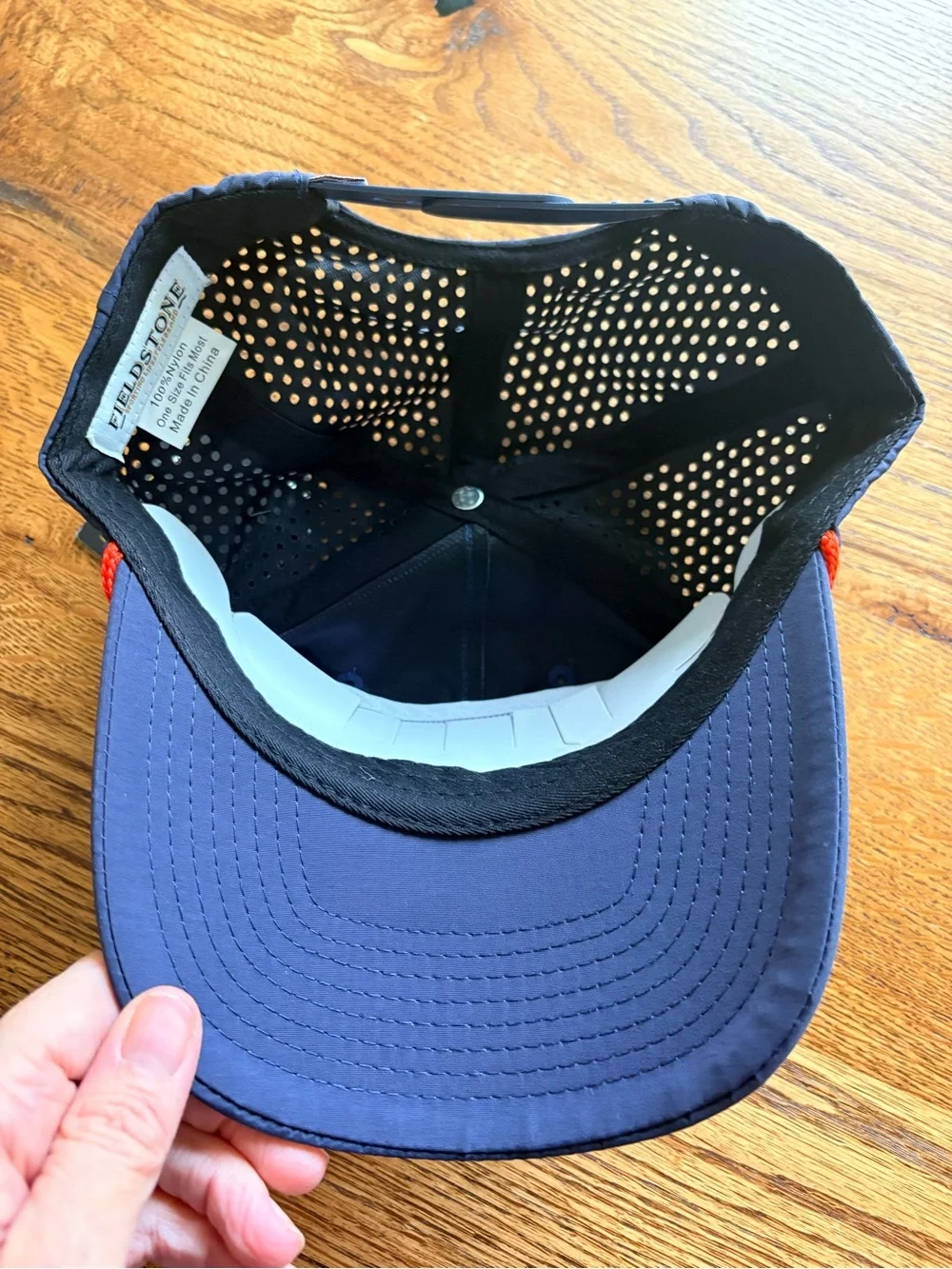 New with tags Fieldstone Navy hat with Red Accent - mens- SnapBack